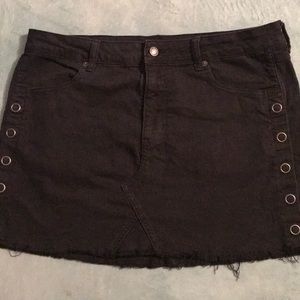Black denim skirt